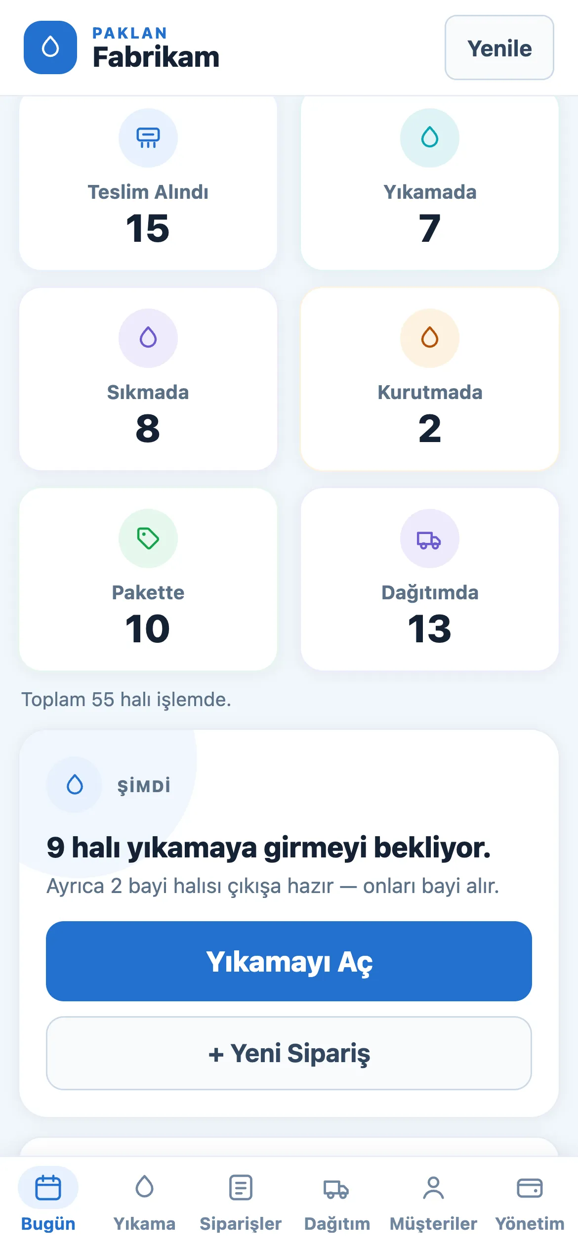 Halılar Nerede? ekranı: her aşamada kaç halı olduğu renkli kartlarla